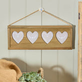 HANGING RUSTIC 4 HEART FIR WOOD PHOTO FRAME
